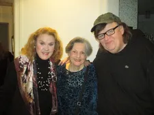 Celia Weston and Dana Ivey at Michael Moore's holiday party.
